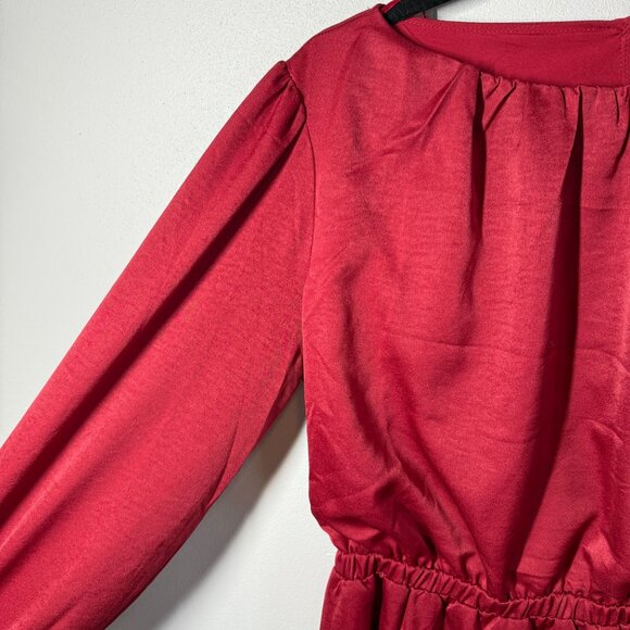 NWT Lost + Wander Womens Dark Red Emerald Mini Dress XL Open Back XMAS Holiday - Picture 9 of 15